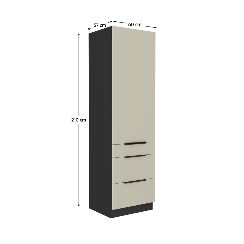 Casa si Gradina - Mobilier - Comode si corpuri - Corpuri bucatarie - Dulap inalt, casmir/negru, ARAKA 60 DKS-210 3S1F - Infinity.ro
