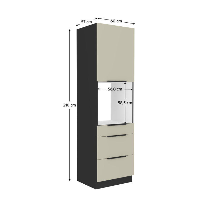 Casa si Gradina - Mobilier - Comode si corpuri - Corpuri bucatarie - Dulap inalt pentru cuptor incorporabil, casmir/negru, ARAKA 60 DPS-210 3S1F - Infinity.ro