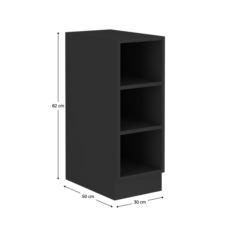 Casa si Gradina - Mobilier - Comode si corpuri - Corpuri bucatarie - Dulap cu polite inferioare, negru, ARAKA/MENZO/SIBER 30 D OTW BB - Infinity.ro