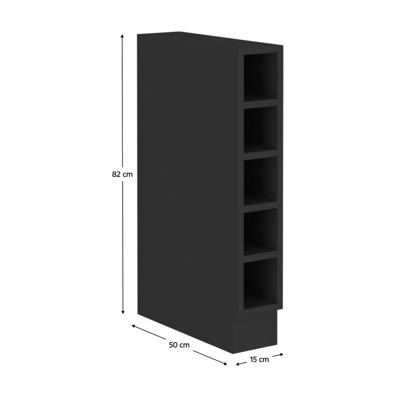 Casa si Gradina - Mobilier - Comode si corpuri - Corpuri bucatarie - Dulap cu rafturi inferioare, negru, ARAKA/MENZO/SIBER 15 D OTW BB - Infinity.ro