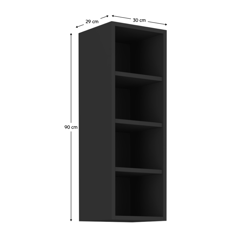 Casa si Gradina - Mobilier - Comode si corpuri - Corpuri bucatarie - Dulap cu raft superior, negru, ARAKA/MENZO/SIBER 30 G-90 OTW - Infinity.ro