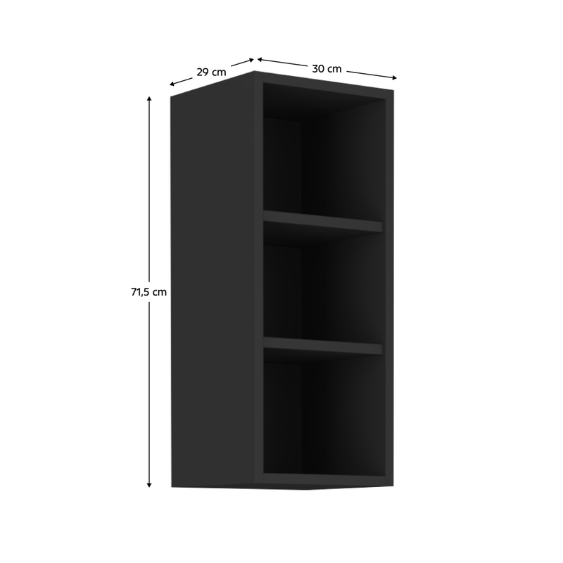 Casa si Gradina - Mobilier - Comode si corpuri - Corpuri bucatarie - Dulap superior fara usi, negru, ARAKA/MENZO/SIBER 30 G-72 OTW - Infinity.ro