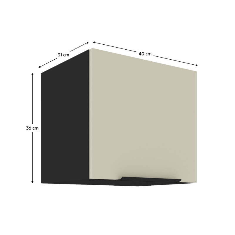Casa si Gradina - Mobilier - Comode si corpuri - Corpuri bucatarie - Dulap superior, casmir/negru, ARAKA 40 GU-36 1F - Infinity.ro