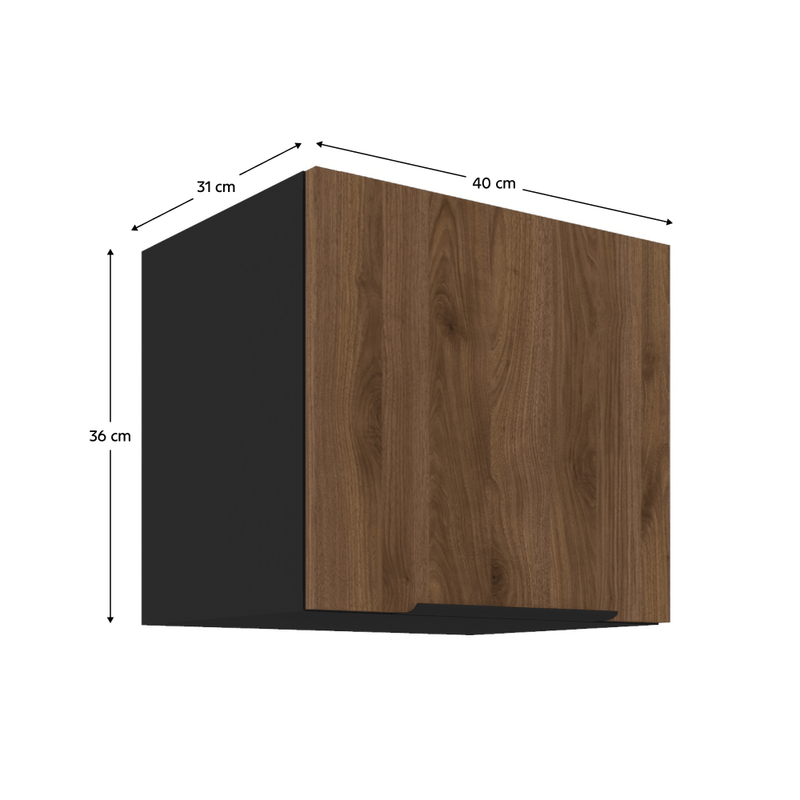 Casa si Gradina - Mobilier - Comode si corpuri - Corpuri bucatarie - Dulap superior, nuc okapi/negru, MENZO 40 GU-36 1F - Infinity.ro