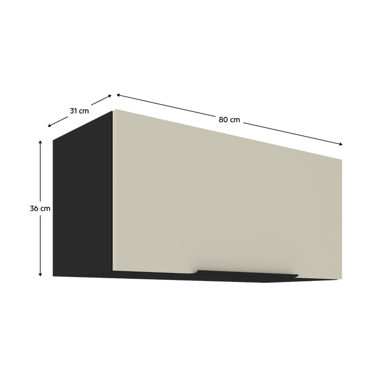 Casa si Gradina - Mobilier - Comode si corpuri - Corpuri bucatarie - Dulap superior, casmir/negru, ARAKA 80 GU-36 1F - Infinity.ro