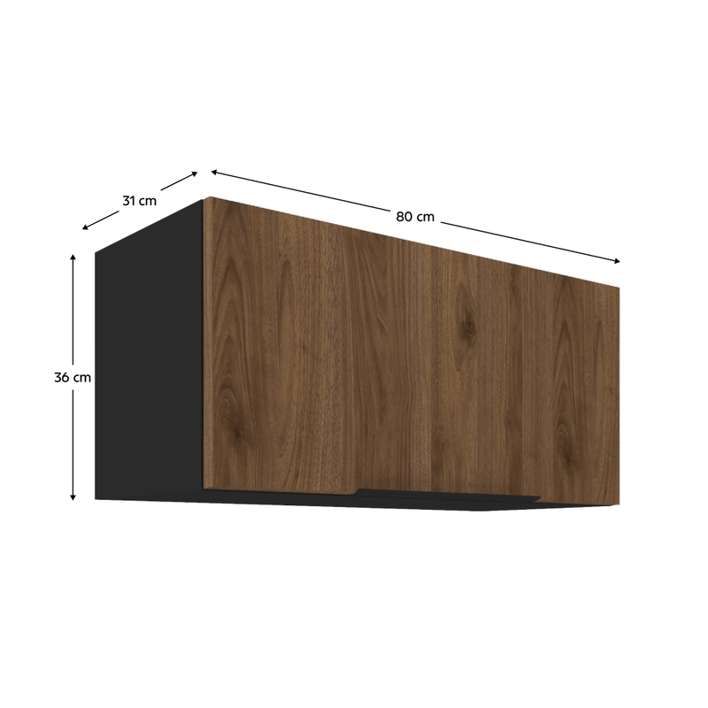 Casa si Gradina - Mobilier - Comode si corpuri - Corpuri bucatarie - Dulap superior, nuc okapi/negru, MENZO 80 GU-36 1F - Infinity.ro