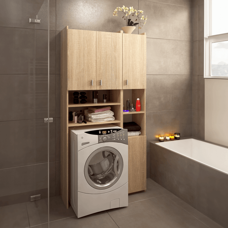 Casa si Gradina - Mobilier - Mobilier baie - Corpuri baie - Dulap deasupra masinii de spalat cu raft, stejar sonoma, MIRALI - Infinity.ro