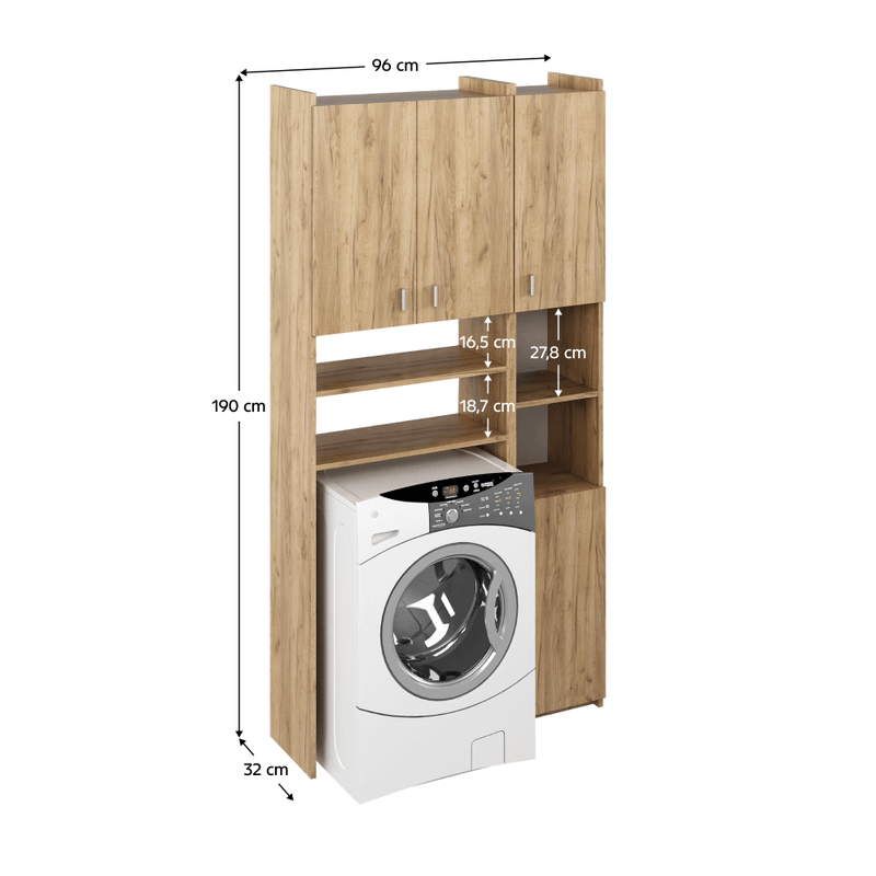 Casa si Gradina - Mobilier - Mobilier baie - Corpuri baie - Dulap deasupra masinii de spalat cu raft, stejar artisan, MIRALI - Infinity.ro