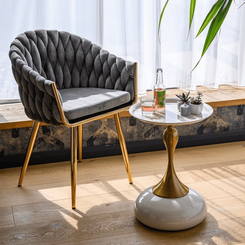 Casa si Gradina - Mobilier - Comode si corpuri - Console - Masuta auxiliara, alb Ivory/auriu, FEJ - Infinity.ro