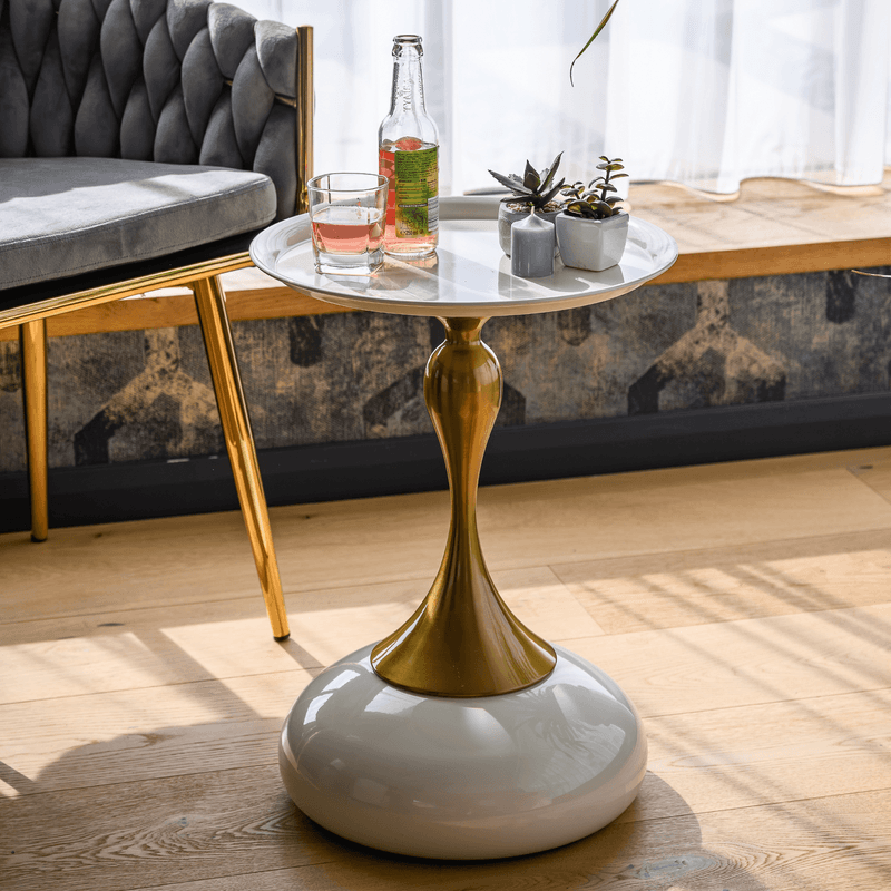 Casa si Gradina - Mobilier - Comode si corpuri - Console - Masuta auxiliara, alb Ivory/auriu, FEJ - Infinity.ro