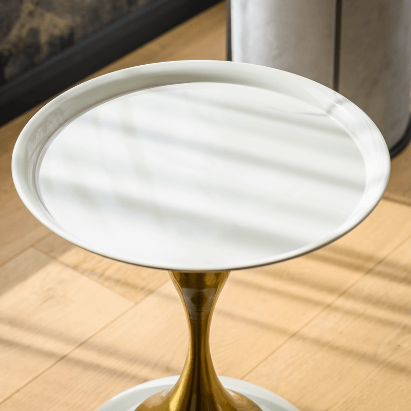 Casa si Gradina - Mobilier - Comode si corpuri - Console - Masuta auxiliara, alb Ivory/auriu, FEJ - Infinity.ro