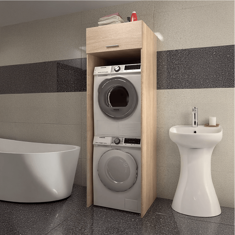 Casa si Gradina - Mobilier - Mobilier baie - Corpuri baie - Dulap deasupra masinii de spalat si uscator, stejar sonoma, JERGI - Infinity.ro