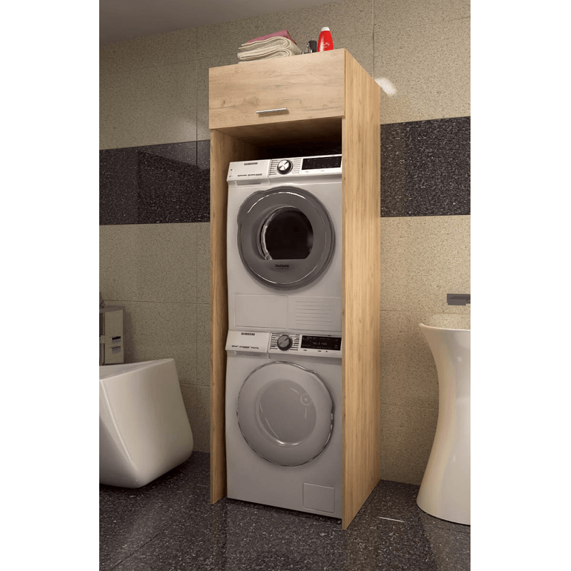 Casa si Gradina - Mobilier - Mobilier baie - Corpuri baie - Dulap deasupra masinii de spalat si uscator, stejar artisan, JERGI - Infinity.ro