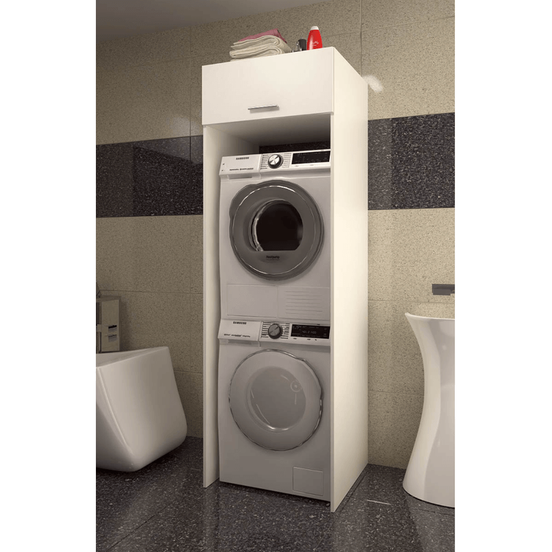 Casa si Gradina - Mobilier - Mobilier baie - Corpuri baie - Dulap deasupra masinii de spalat si uscator, alb, JERGI - Infinity.ro