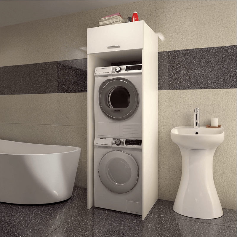 Casa si Gradina - Mobilier - Mobilier baie - Corpuri baie - Dulap deasupra masinii de spalat si uscator, alb, JERGI - Infinity.ro