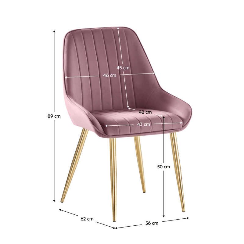Casa si Gradina - Mobilier - Scaune si fotolii - Scaune - Scaun de dining, roz tesatura Velvet/gold crom-auriu, PERLIA - Infinity.ro