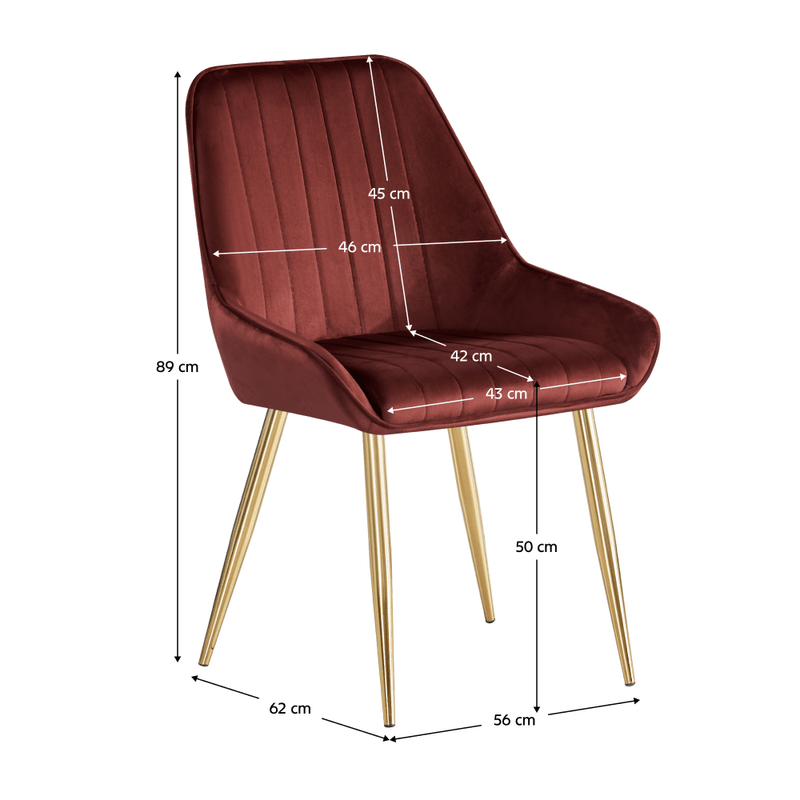 Casa si Gradina - Mobilier - Scaune si fotolii - Scaune - Scaun de dining, bordo tesatura Velvet/gold crom-auriu, PERLIA - Infinity.ro