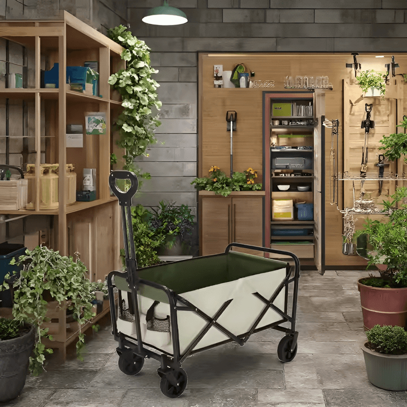 Casa si Gradina - Constructii - Depozitare, transport si protectie - Echipamente pentru transport si ridicat - Carucior de gradina, pliabil, bej/verde/negru, KARIL - Infinity.ro