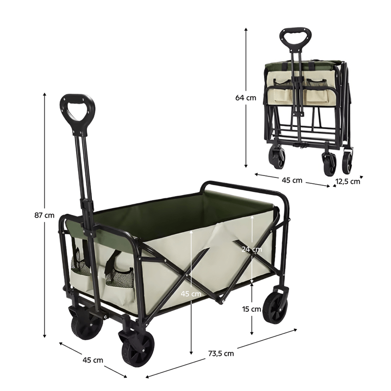 Casa si Gradina - Constructii - Depozitare, transport si protectie - Echipamente pentru transport si ridicat - Carucior de gradina, pliabil, bej/verde/negru, KARIL - Infinity.ro