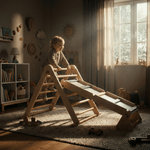 Jucarii, Copii si Bebe - Jucarii si jocuri - Jucarii de exterior - Spatii de joaca si accesorii - Montessori Triunghiul Pikler 3in1, natural/mix de culori, OPRIN - Infinity.ro