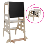 Casa si Gradina - Mobilier - Mobilier copii - Mobilier camera copiilor - Turnul de invatare Montessori 3in1 cu tabla, natural, MAGAN - Infinity.ro