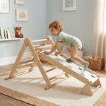 Jucarii, Copii si Bebe - Jucarii si jocuri - Jucarii de exterior - Spatii de joaca si accesorii - Montessori Triunghiul Pikler 3in1, natural/mix de culori, OPRIN - Infinity.ro
