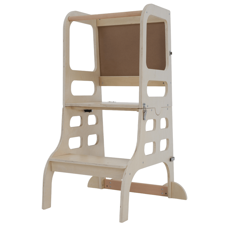 Casa si Gradina - Mobilier - Mobilier copii - Mobilier camera copiilor - Turnul de invatare Montessori 3in1 cu tabla, natural, MAGAN - Infinity.ro