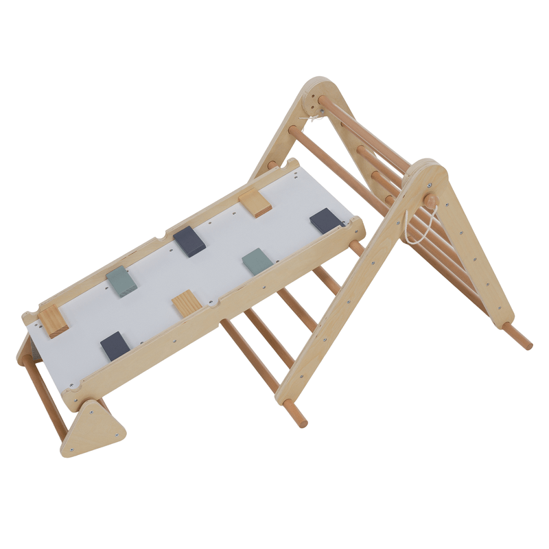 Jucarii, Copii si Bebe - Jucarii si jocuri - Jucarii de exterior - Spatii de joaca si accesorii - Montessori Triunghiul Pikler 3in1, natural/mix de culori, OPRIN - Infinity.ro