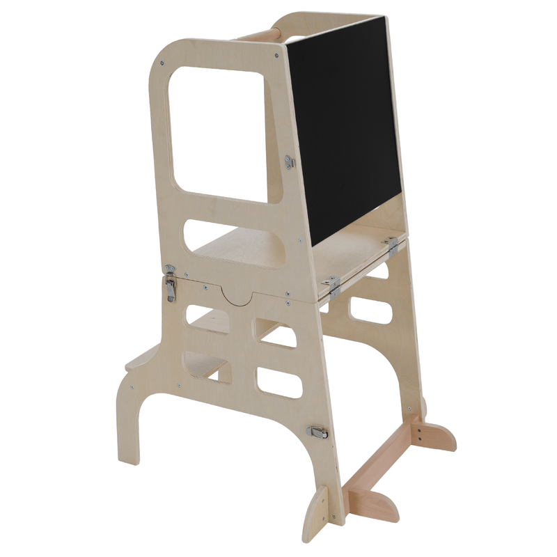 Casa si Gradina - Mobilier - Mobilier copii - Mobilier camera copiilor - Turnul de invatare Montessori 3in1 cu tabla, natural, MAGAN - Infinity.ro