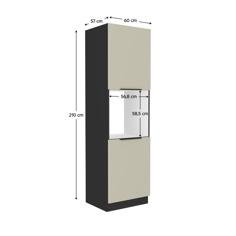 Casa si Gradina - Mobilier - Comode si corpuri - Corpuri bucatarie - Dulap inalt, pentru cuptor, casmir/negru, ARAKA 60 DP-210 2F - Infinity.ro