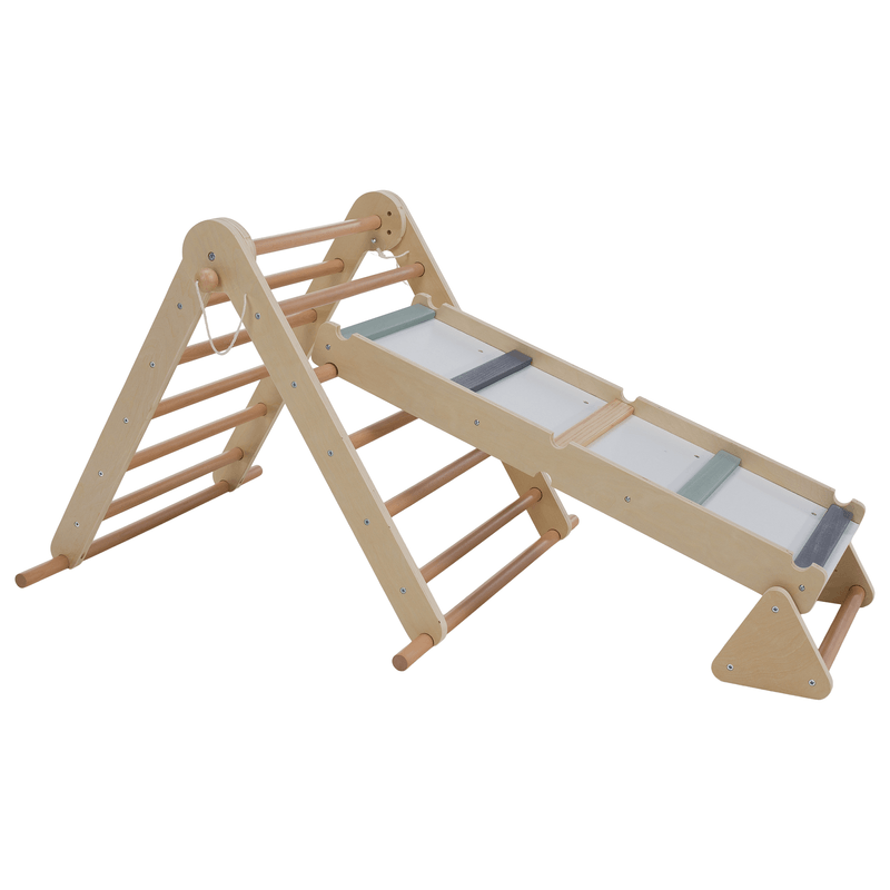 Jucarii, Copii si Bebe - Jucarii si jocuri - Jucarii de exterior - Spatii de joaca si accesorii - Montessori Triunghiul Pikler 3in1, natural/mix de culori, OPRIN - Infinity.ro