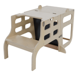 Casa si Gradina - Mobilier - Mobilier copii - Mobilier camera copiilor - Turnul de invatare Montessori 3in1 cu tabla, natural, MAGAN - Infinity.ro