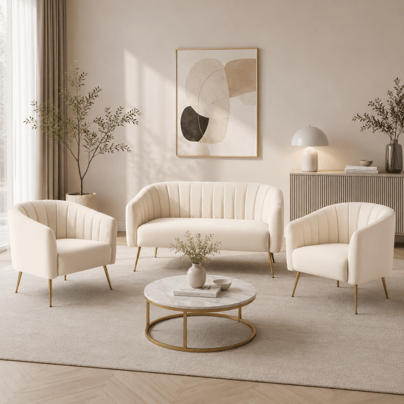 Casa si Gradina - Mobilier - Canapele si coltare - Canapele - Canapea de design cu 2 locuri, tesatura Velvet bej/gold crom-auriu, BAGY - Infinity.ro