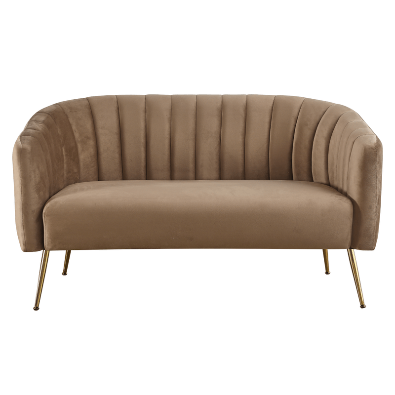 Casa si Gradina - Mobilier - Canapele si coltare - Canapele - Canapea de design cu 2 locuri, tesatura Velvet maro/gold crom-auriu, BAGY - Infinity.ro