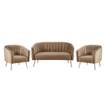 Casa si Gradina - Mobilier - Canapele si coltare - Canapele - Canapea de design cu 2 locuri, tesatura Velvet maro/gold crom-auriu, BAGY - Infinity.ro