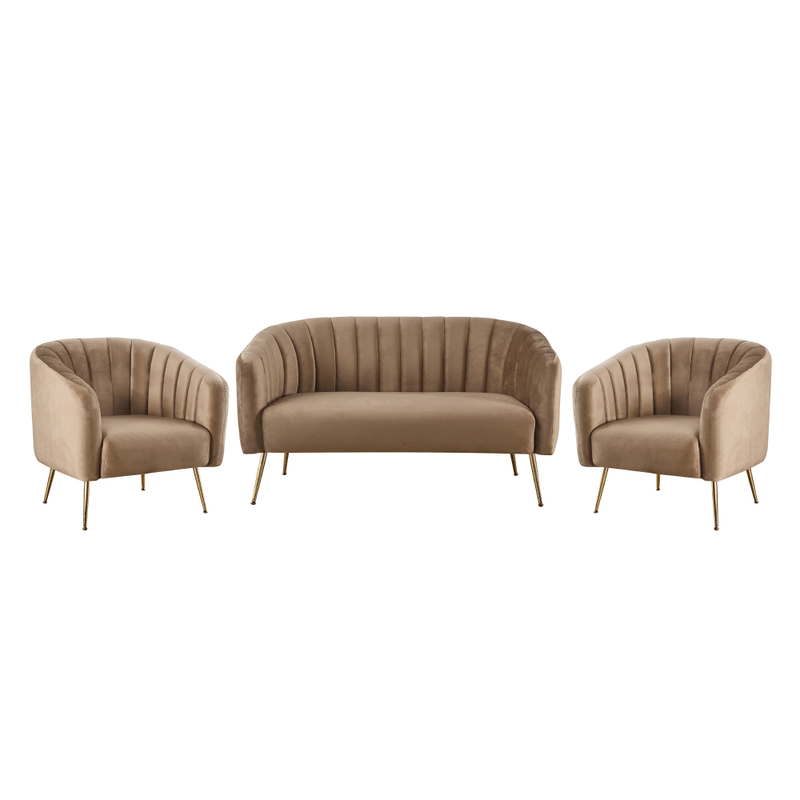 Casa si Gradina - Mobilier - Canapele si coltare - Canapele - Canapea de design cu 2 locuri, tesatura Velvet maro/gold crom-auriu, BAGY - Infinity.ro