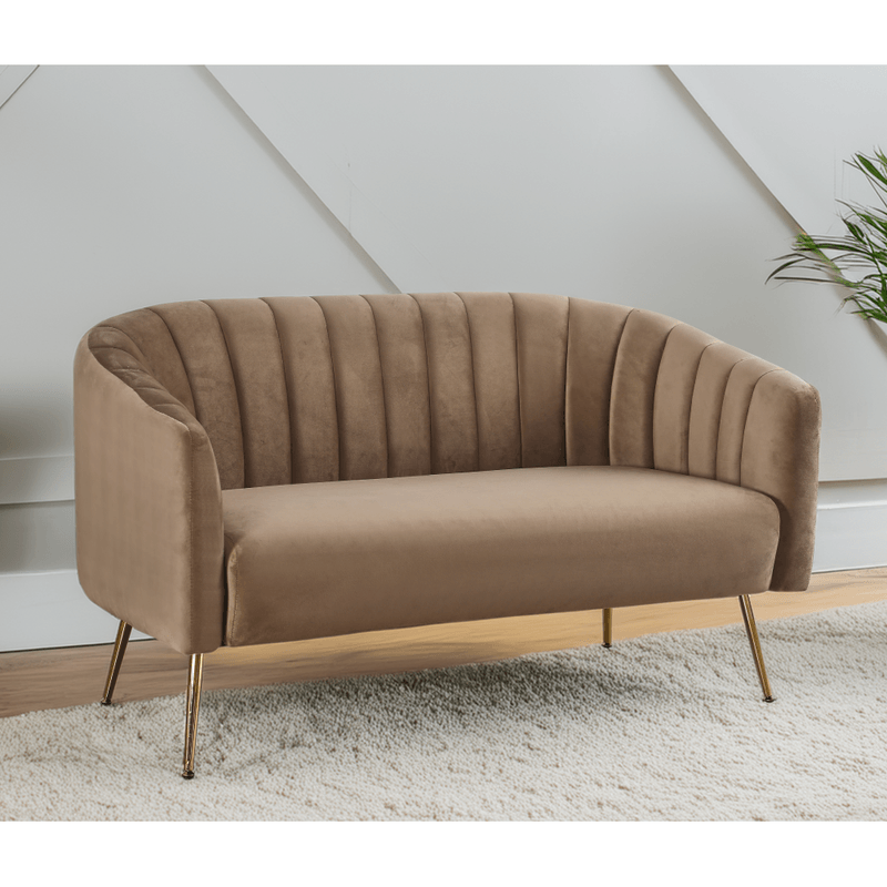 Casa si Gradina - Mobilier - Canapele si coltare - Canapele - Canapea de design cu 2 locuri, tesatura Velvet maro/gold crom-auriu, BAGY - Infinity.ro