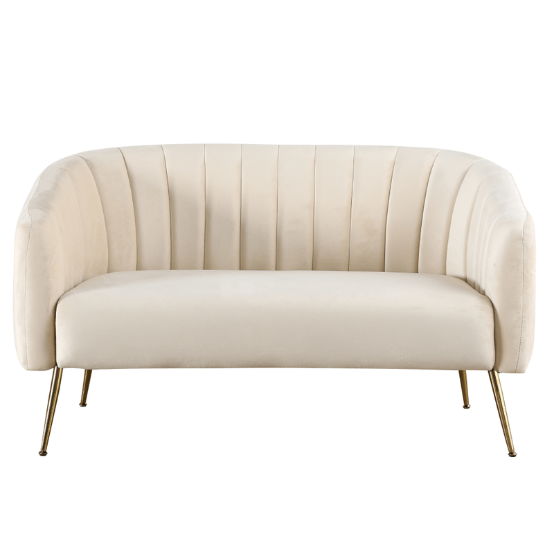Casa si Gradina - Mobilier - Canapele si coltare - Canapele - Canapea de design cu 2 locuri, tesatura Velvet bej/gold crom-auriu, BAGY - Infinity.ro