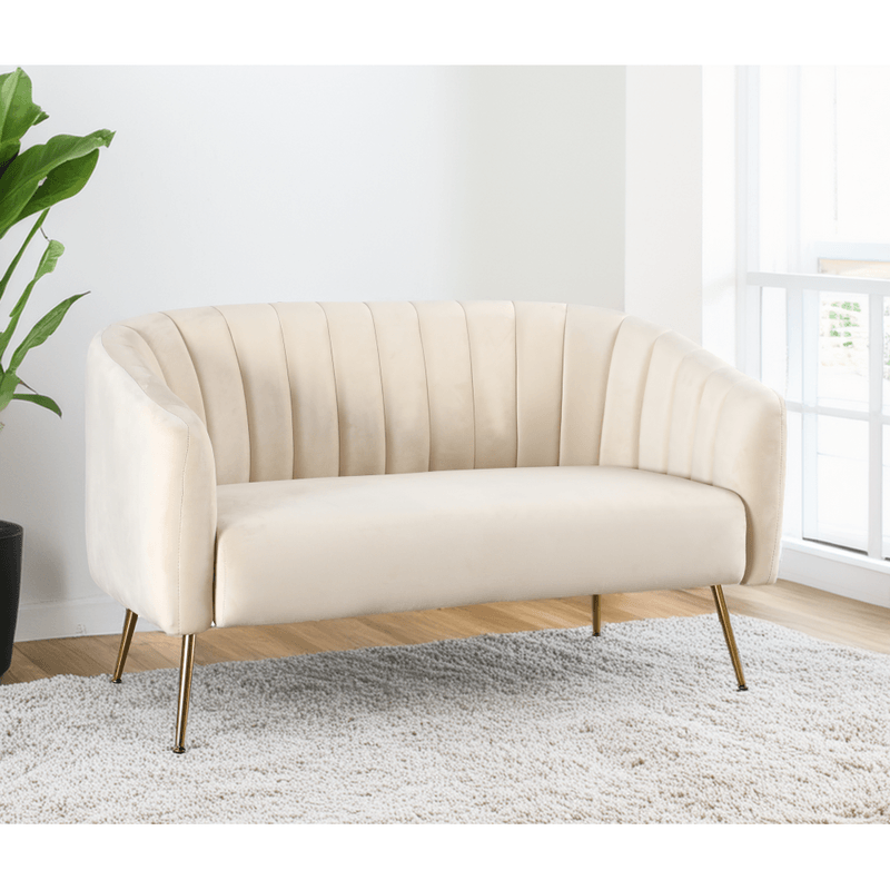 Casa si Gradina - Mobilier - Canapele si coltare - Canapele - Canapea de design cu 2 locuri, tesatura Velvet bej/gold crom-auriu, BAGY - Infinity.ro