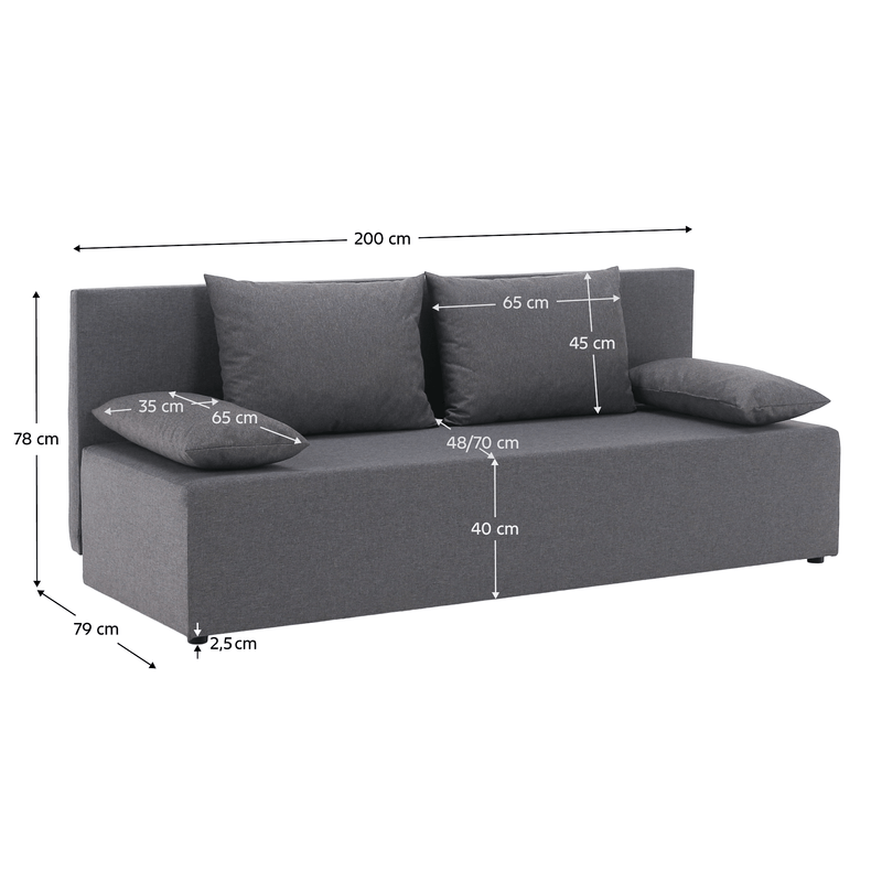 Casa si Gradina - Mobilier - Canapele si coltare - Canapele - Canapea extensibila, gri deschis, EUGI - Infinity.ro