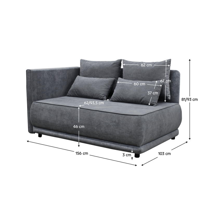 Casa si Gradina - Mobilier - Canapele si coltare - Canapele - Canapea extensibila, gri, pe stanga, LIAMI - Infinity.ro