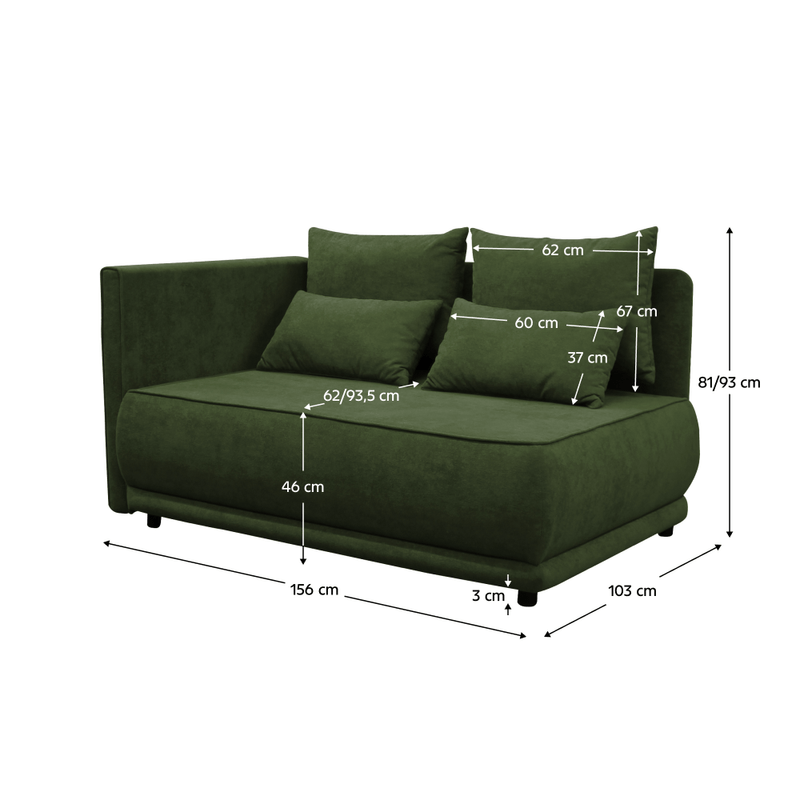 Casa si Gradina - Mobilier - Canapele si coltare - Canapele - Canapea extensibila, verde, pe stanga LIAMI - Infinity.ro