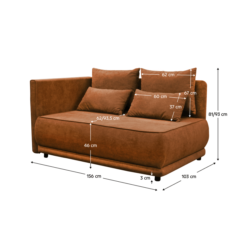 Casa si Gradina - Mobilier - Canapele si coltare - Canapele - Canapea extensibila, teracota, pe stanga, LIAMI - Infinity.ro