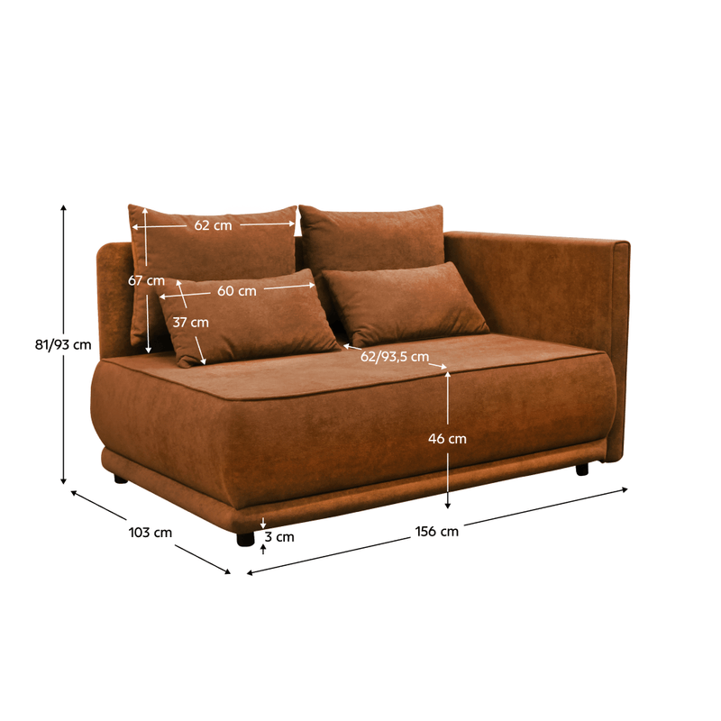 Casa si Gradina - Mobilier - Canapele si coltare - Canapele - Canapea extensibila, teracota, pe dreapta, LIAMI - Infinity.ro