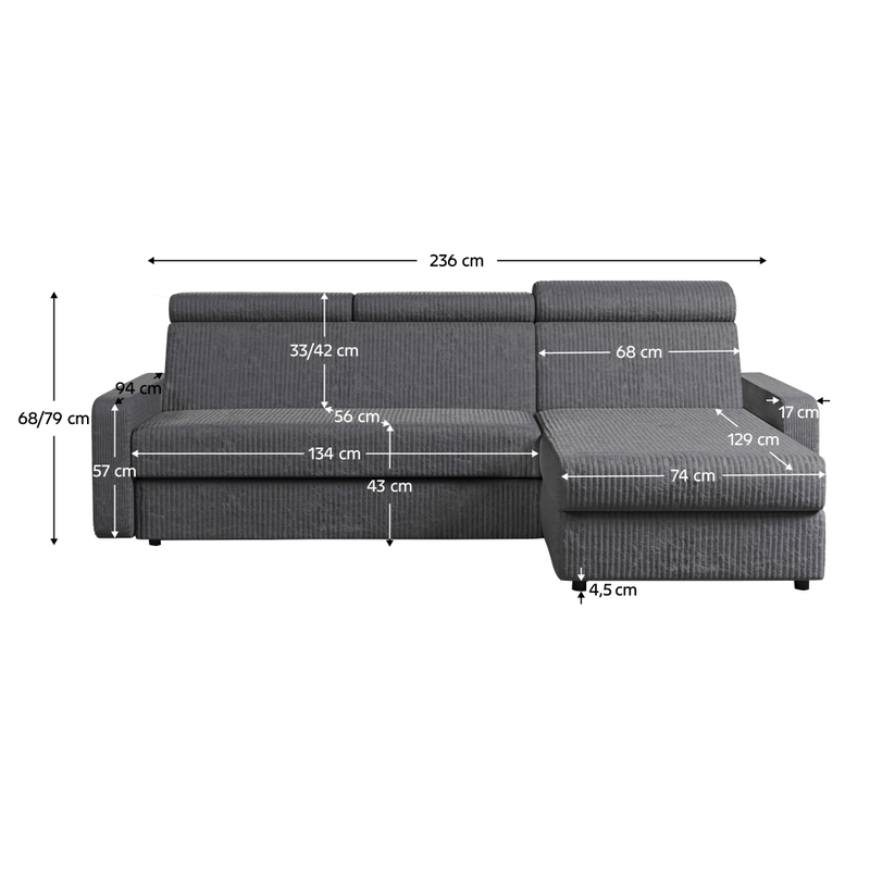 Casa si Gradina - Mobilier - Canapele si coltare - Coltare - Set canapea de colt, gri, pe dreapta, MORA ROH - Infinity.ro