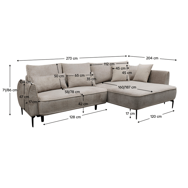 Casa si Gradina - Mobilier - Canapele si coltare - Coltare - Set canapea, gri-bej Taupe, pe dreapta, MURIEL ROH - Infinity.ro