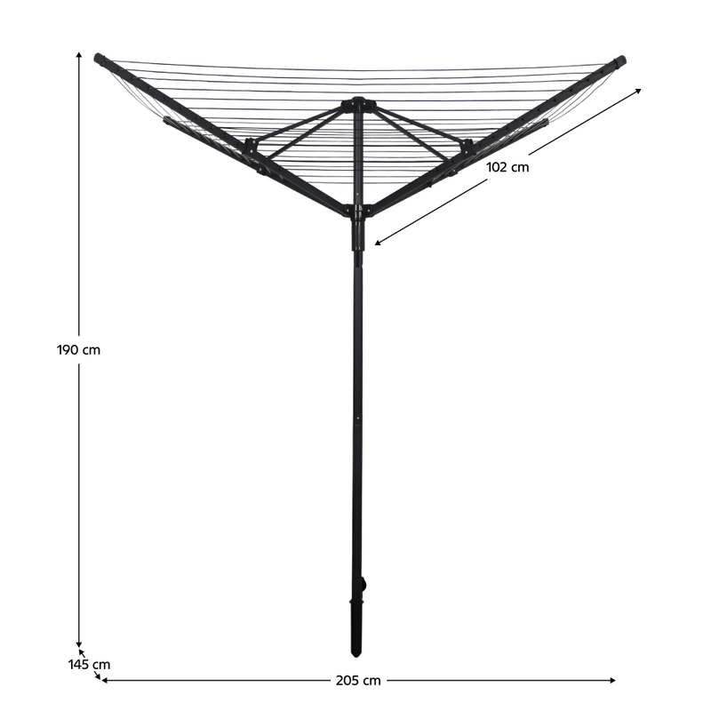 Market - Spalare si intretinere rufe - Uscatoare de rufe si accesorii - Uscator de haine de gradina, negru, 45 m, ROTARY NEW TYP 3 - Infinity.ro