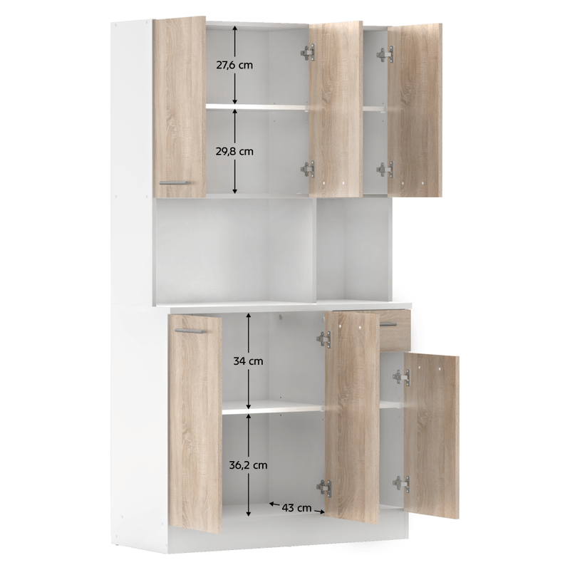 Casa si Gradina - Mobilier - Comode si corpuri - Corpuri bucatarie - Dulap de bucatarie cu sase usi, alb/stejar sonoma, PELION NEW - Infinity.ro