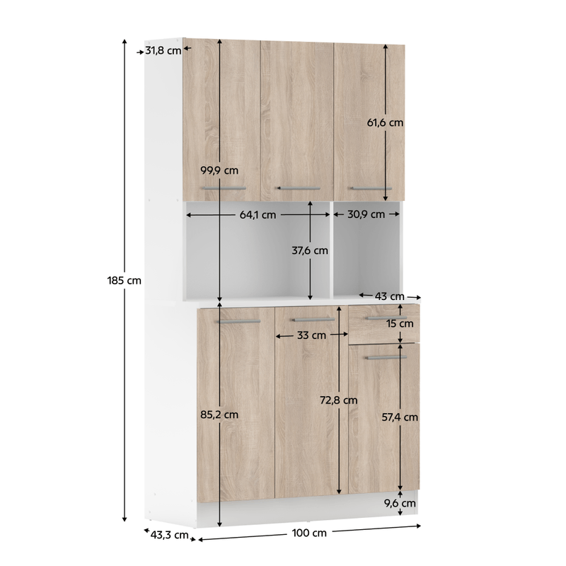 Casa si Gradina - Mobilier - Comode si corpuri - Corpuri bucatarie - Dulap de bucatarie cu sase usi, alb/stejar sonoma, PELION NEW - Infinity.ro