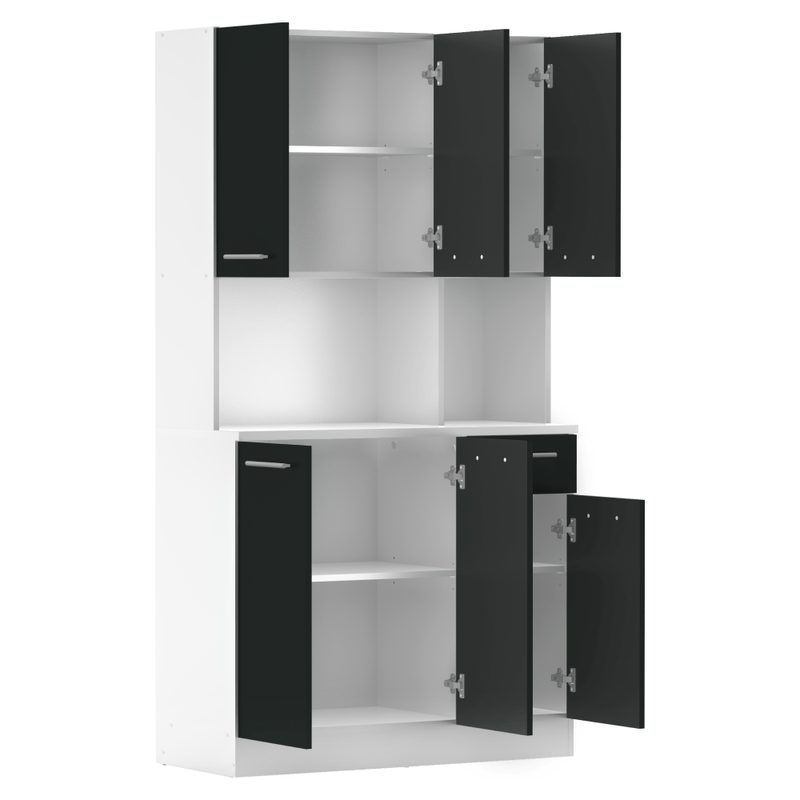 Casa si Gradina - Mobilier - Comode si corpuri - Corpuri bucatarie - Dulap de bucatarie cu sase usi, alb/negru, PELION NEW - Infinity.ro